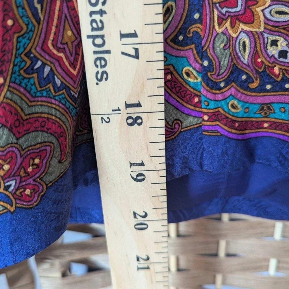 Vtg 90's‎ Talbots 100% Silk Matching 2 pc  Set Jacket Skirt Paisley Gold Buttons